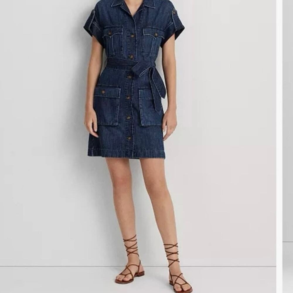 Lauren Ralph Lauren Black Label Denim Shirt Dress Sz 14